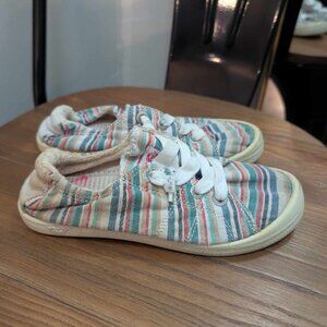 *5/$25* Girl's Roxy Multi Colored Striped Slip-On Sneakers - Toddler Size 13